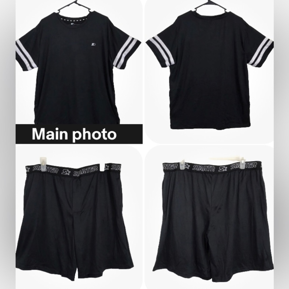 STARTER BLACK LABEL 2 PC PJ Set Size XXL Mens Black Classic Fit Sleepwear New